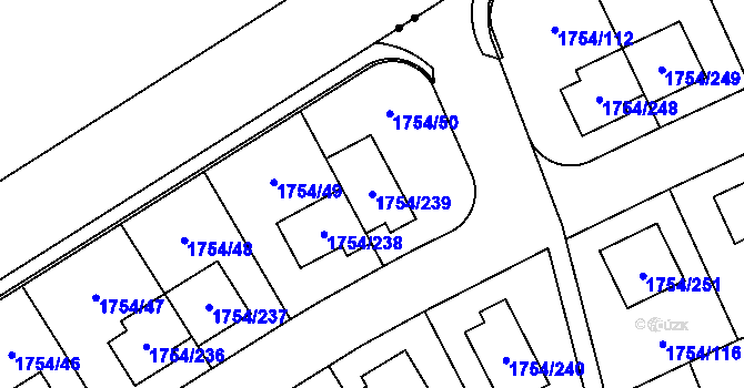 Parcela st. 1754/239 v KÚ Slivenec, Katastrální mapa