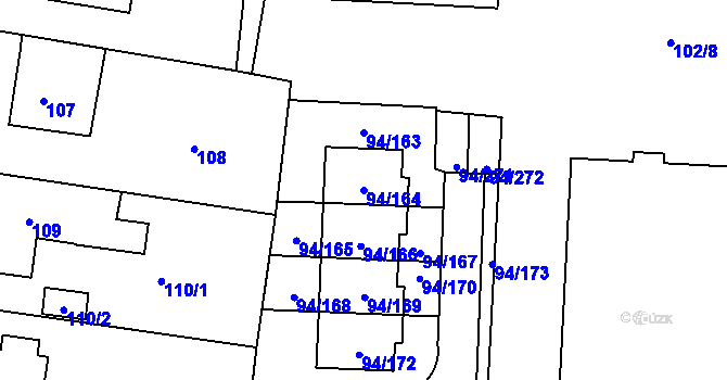 Parcela st. 94/164 v KÚ Slivenec, Katastrální mapa