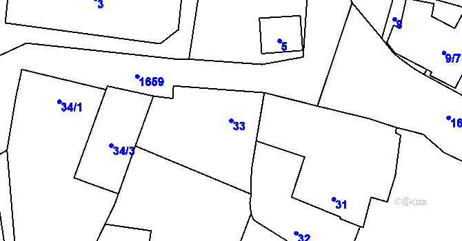 Parcela st. 33 v KÚ Slivenec, Katastrální mapa