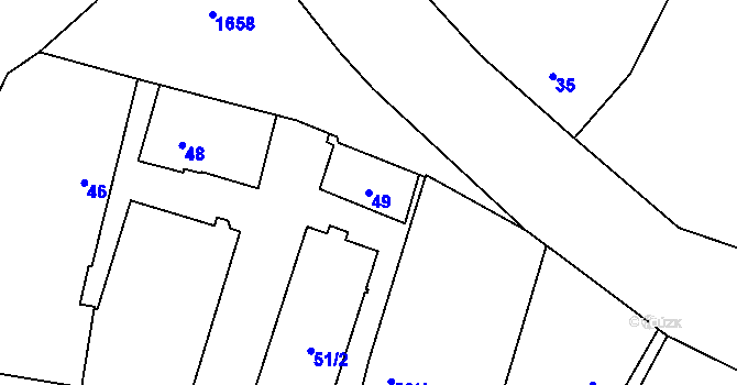 Parcela st. 49 v KÚ Slivenec, Katastrální mapa