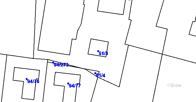 Parcela st. 51/3 v KÚ Slivenec, Katastrální mapa
