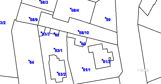 Parcela st. 60 v KÚ Slivenec, Katastrální mapa