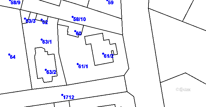 Parcela st. 61/2 v KÚ Slivenec, Katastrální mapa