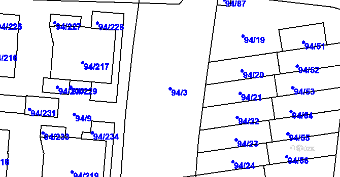 Parcela st. 94/3 v KÚ Slivenec, Katastrální mapa