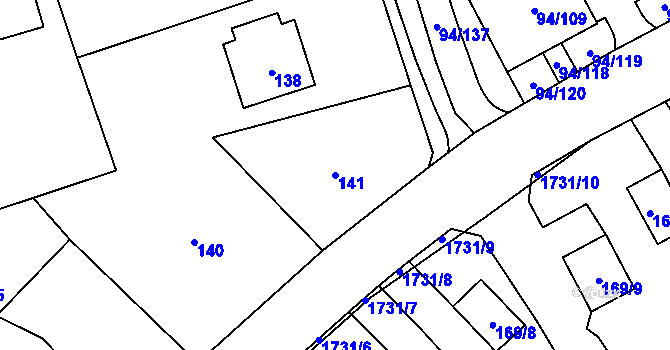 Parcela st. 141 v KÚ Slivenec, Katastrální mapa