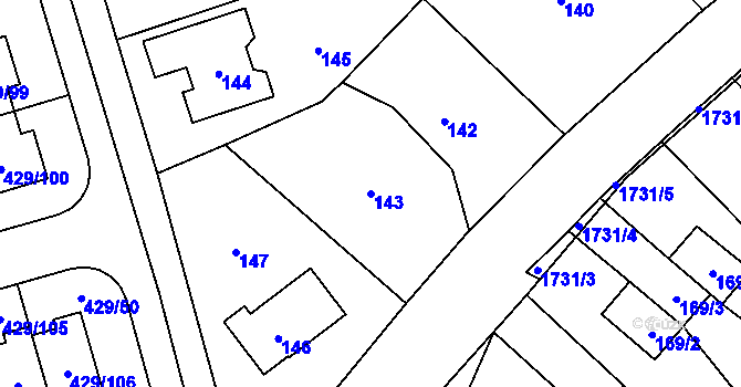 Parcela st. 143 v KÚ Slivenec, Katastrální mapa