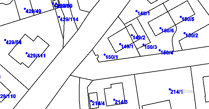 Parcela st. 150/1 v KÚ Slivenec, Katastrální mapa