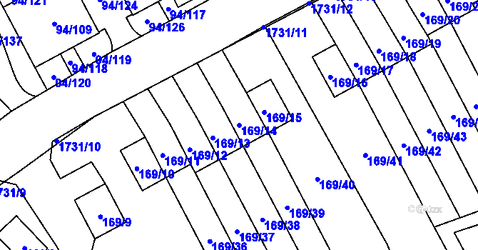 Parcela st. 169/14 v KÚ Slivenec, Katastrální mapa