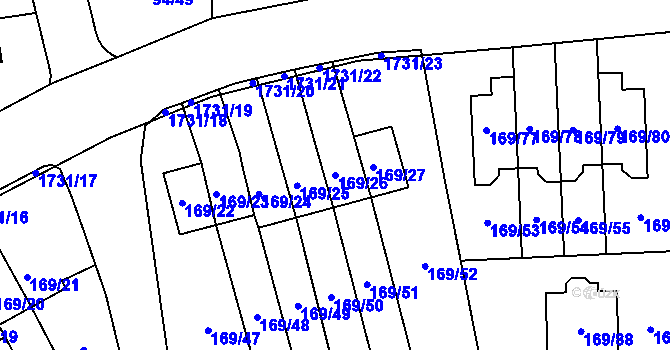 Parcela st. 169/26 v KÚ Slivenec, Katastrální mapa