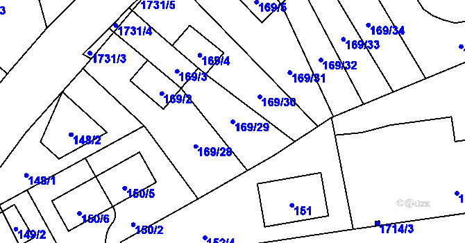 Parcela st. 169/29 v KÚ Slivenec, Katastrální mapa