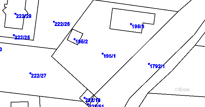 Parcela st. 195/1 v KÚ Slivenec, Katastrální mapa