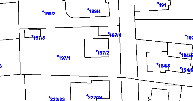 Parcela st. 197/2 v KÚ Slivenec, Katastrální mapa