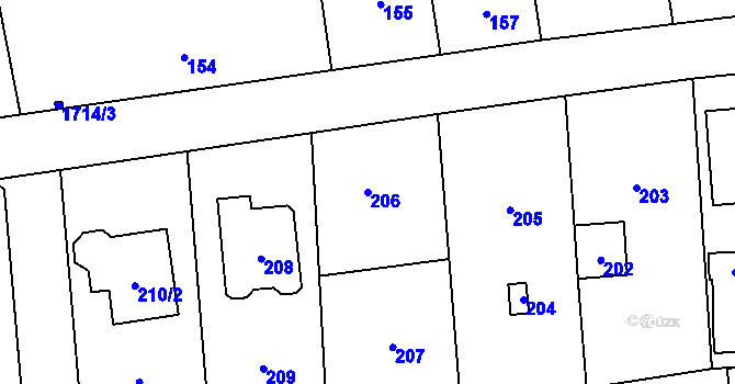 Parcela st. 206 v KÚ Slivenec, Katastrální mapa