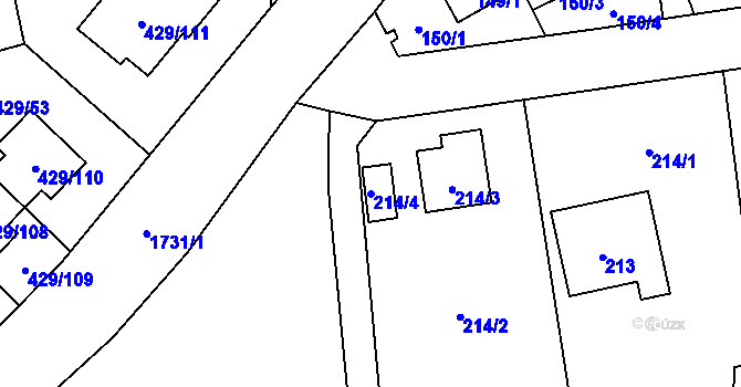 Parcela st. 214/4 v KÚ Slivenec, Katastrální mapa