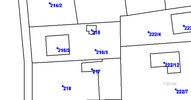 Parcela st. 216/1 v KÚ Slivenec, Katastrální mapa