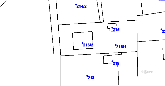 Parcela st. 216/2 v KÚ Slivenec, Katastrální mapa