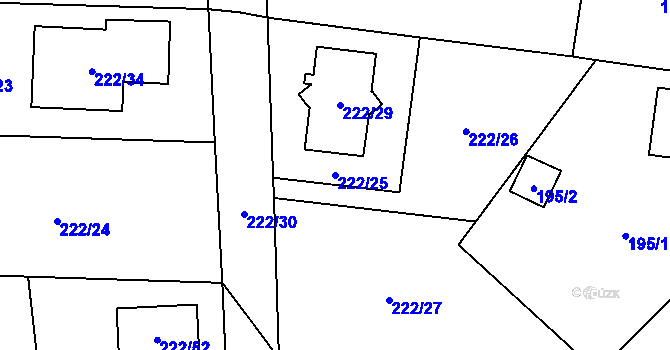 Parcela st. 222/25 v KÚ Slivenec, Katastrální mapa