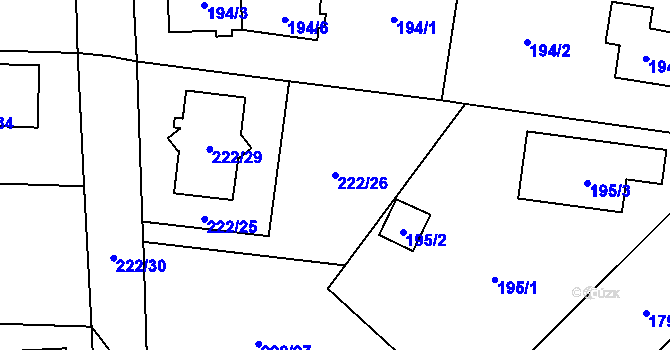 Parcela st. 222/26 v KÚ Slivenec, Katastrální mapa