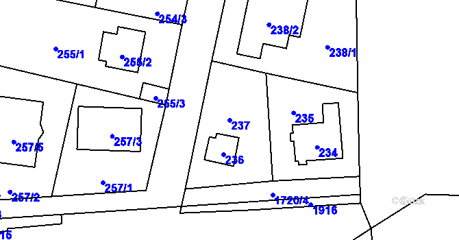 Parcela st. 237 v KÚ Slivenec, Katastrální mapa
