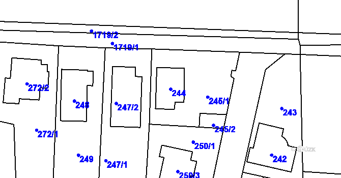 Parcela st. 244 v KÚ Slivenec, Katastrální mapa