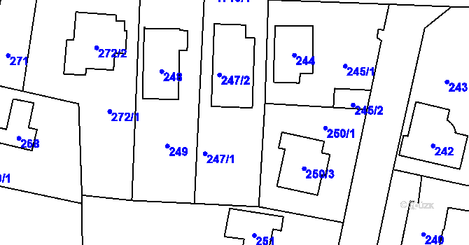 Parcela st. 247 v KÚ Slivenec, Katastrální mapa