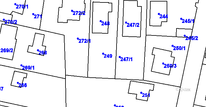 Parcela st. 249 v KÚ Slivenec, Katastrální mapa