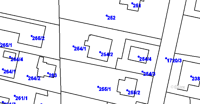 Parcela st. 254/2 v KÚ Slivenec, Katastrální mapa