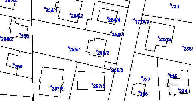 Parcela st. 255/2 v KÚ Slivenec, Katastrální mapa