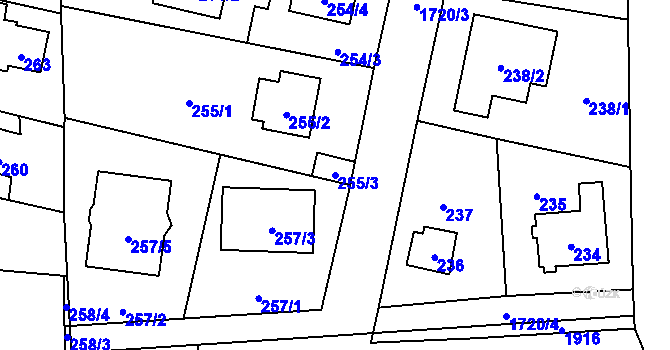 Parcela st. 255/3 v KÚ Slivenec, Katastrální mapa
