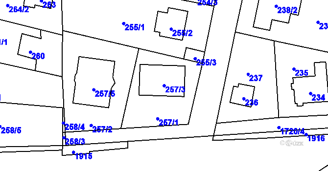 Parcela st. 257/3 v KÚ Slivenec, Katastrální mapa
