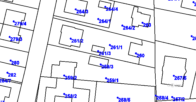Parcela st. 261/3 v KÚ Slivenec, Katastrální mapa