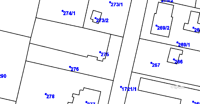 Parcela st. 275 v KÚ Slivenec, Katastrální mapa