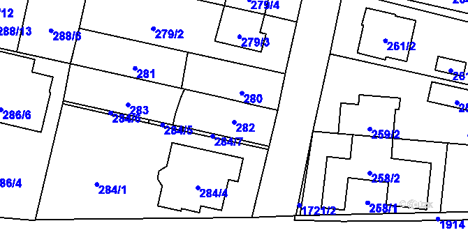 Parcela st. 282 v KÚ Slivenec, Katastrální mapa
