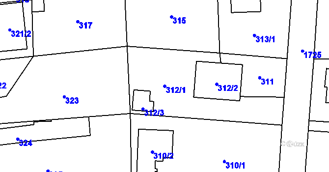 Parcela st. 312/1 v KÚ Slivenec, Katastrální mapa