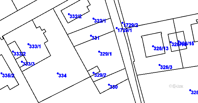Parcela st. 329/1 v KÚ Slivenec, Katastrální mapa