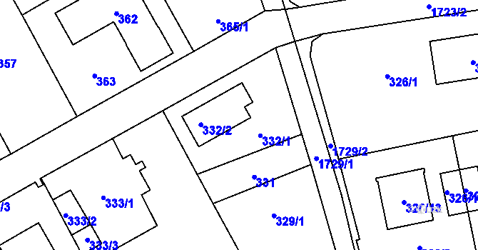 Parcela st. 332 v KÚ Slivenec, Katastrální mapa