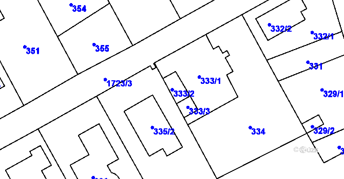 Parcela st. 333/2 v KÚ Slivenec, Katastrální mapa