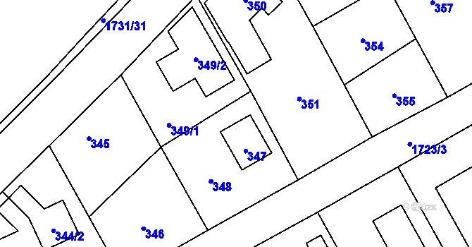 Parcela st. 347 v KÚ Slivenec, Katastrální mapa