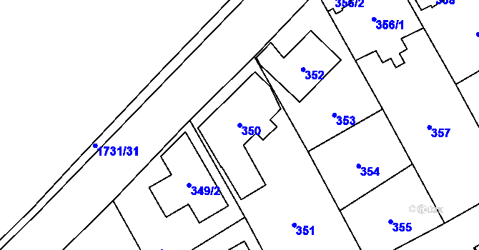 Parcela st. 350 v KÚ Slivenec, Katastrální mapa