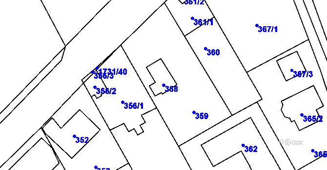 Parcela st. 358 v KÚ Slivenec, Katastrální mapa