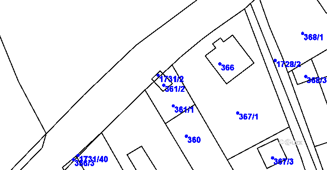 Parcela st. 361/2 v KÚ Slivenec, Katastrální mapa