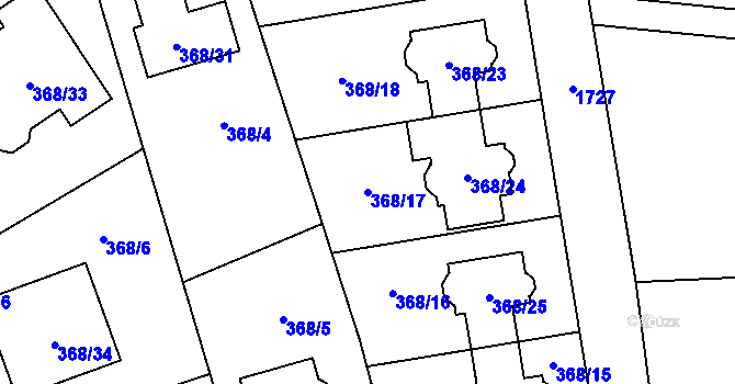 Parcela st. 368/17 v KÚ Slivenec, Katastrální mapa