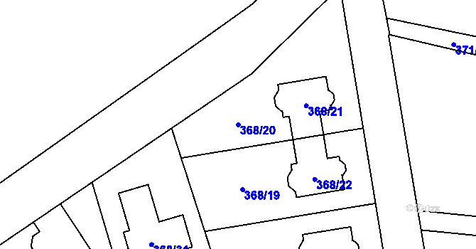 Parcela st. 368/20 v KÚ Slivenec, Katastrální mapa