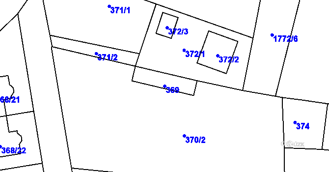 Parcela st. 369 v KÚ Slivenec, Katastrální mapa