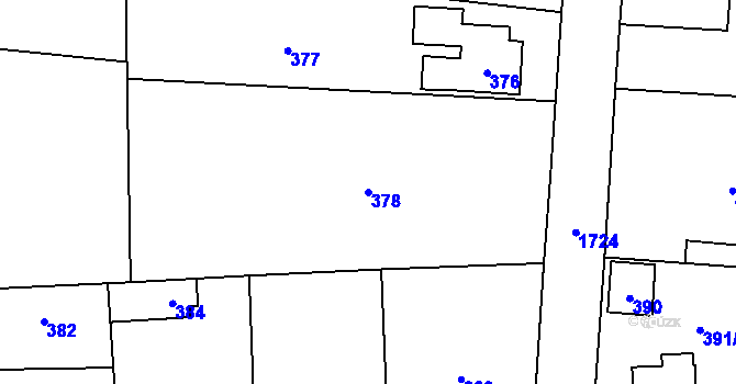 Parcela st. 378 v KÚ Slivenec, Katastrální mapa