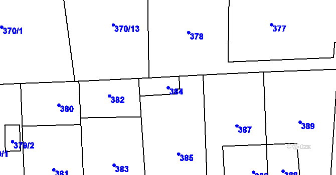 Parcela st. 384 v KÚ Slivenec, Katastrální mapa