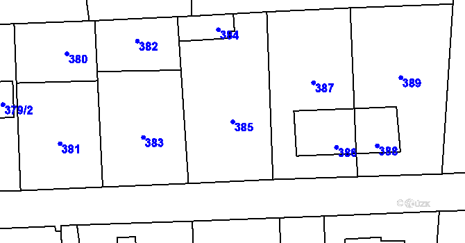 Parcela st. 385 v KÚ Slivenec, Katastrální mapa