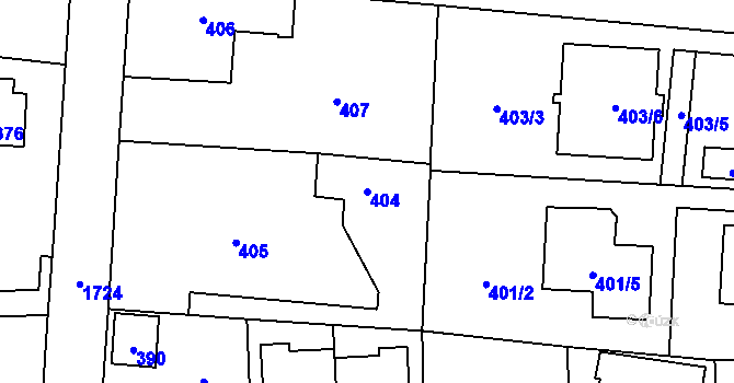 Parcela st. 404 v KÚ Slivenec, Katastrální mapa