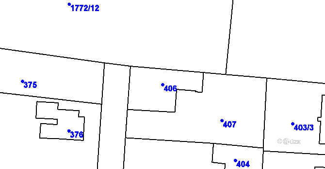 Parcela st. 406 v KÚ Slivenec, Katastrální mapa