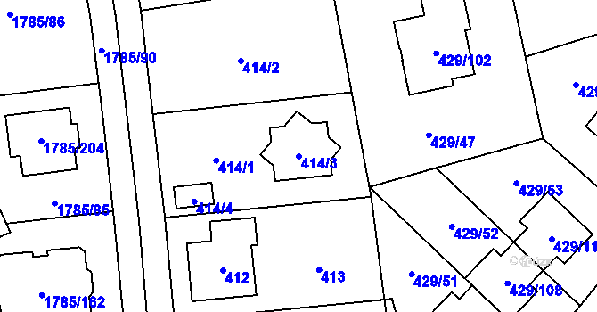 Parcela st. 414/3 v KÚ Slivenec, Katastrální mapa
